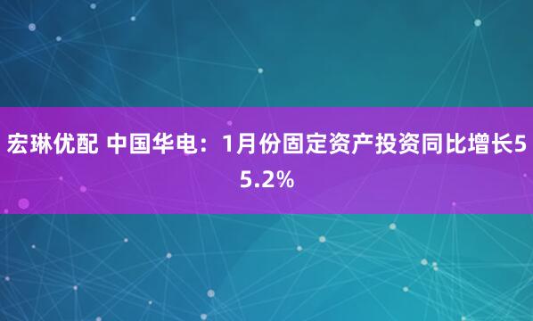 宏琳优配 中国华电：1月份固定资产投资同比增长55.2%